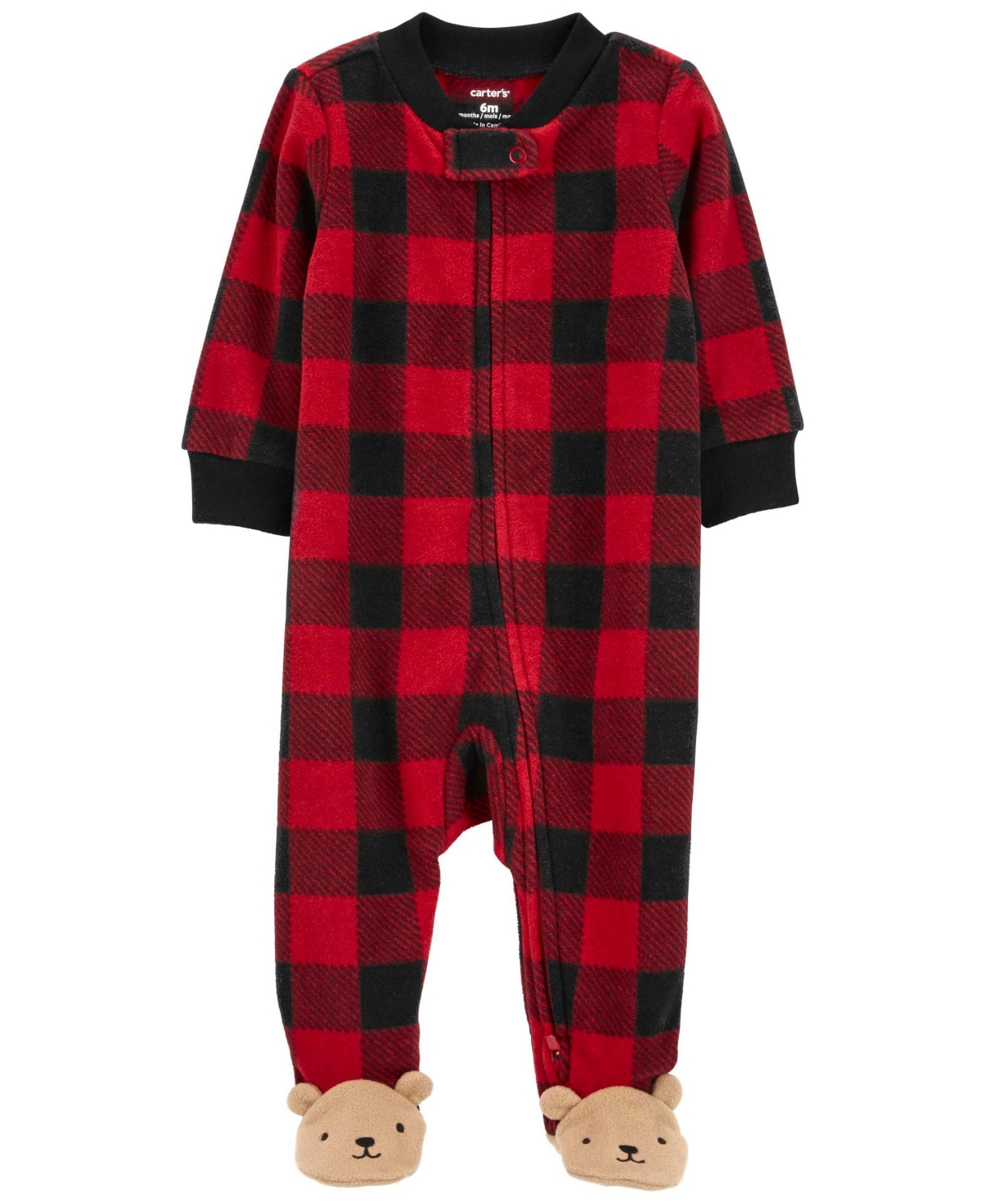 Carter's Baby Boys And Baby Girls Holiday Bear Zip Up Fleece Sleep And Play In Red