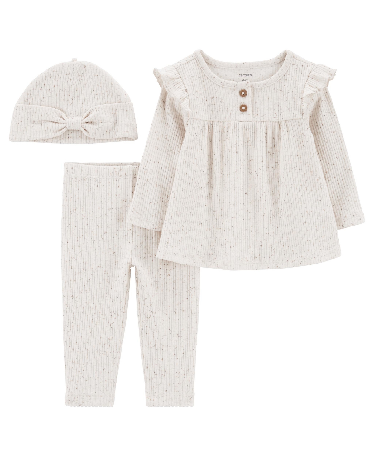 Carter's Baby Girls Take Me Home Top, Pants And Beanie, 3 Piece Set In White