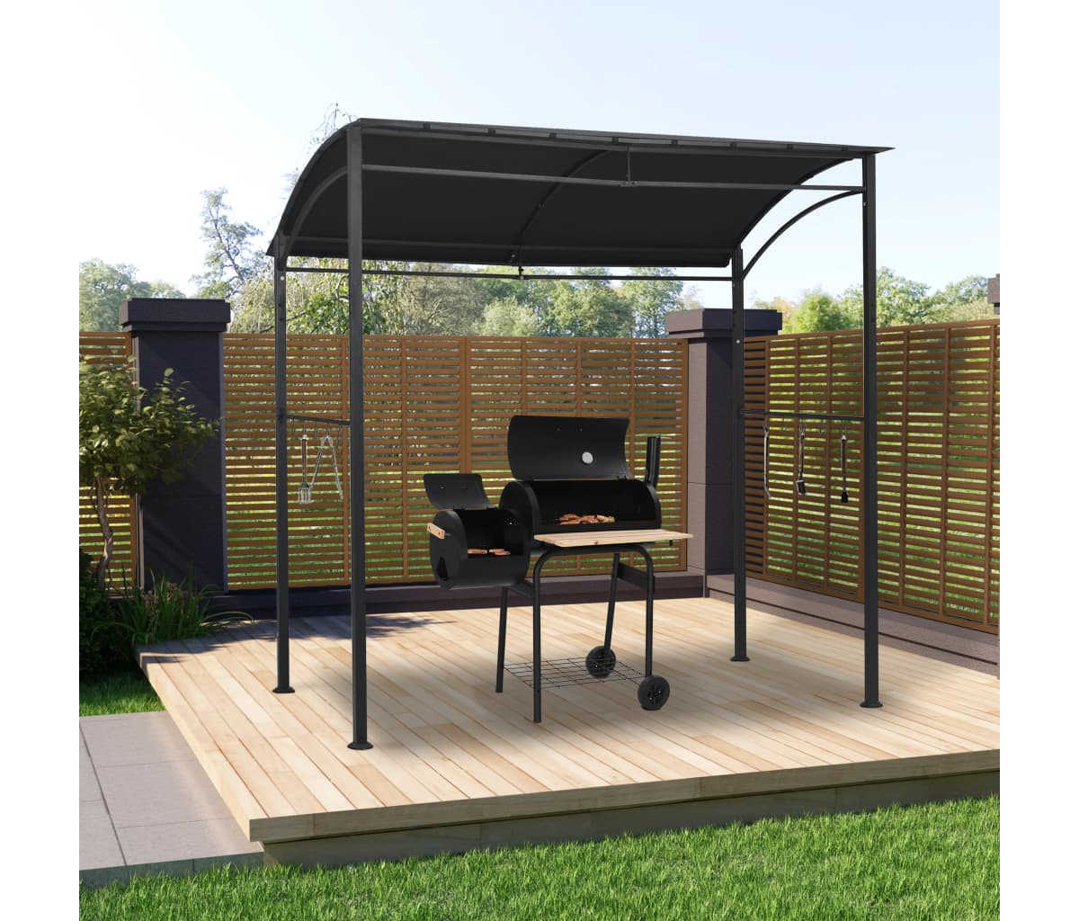 Bbq Gazebo 84.6"x59.1"x86.6" Anthracite Steel