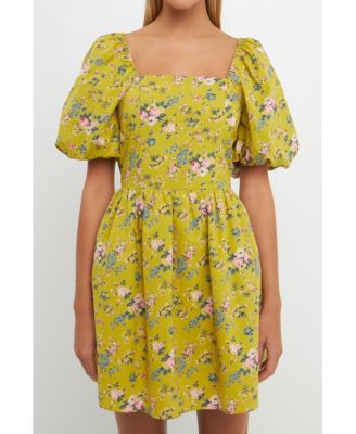 Women's Floral Back Cutout Mini Dress