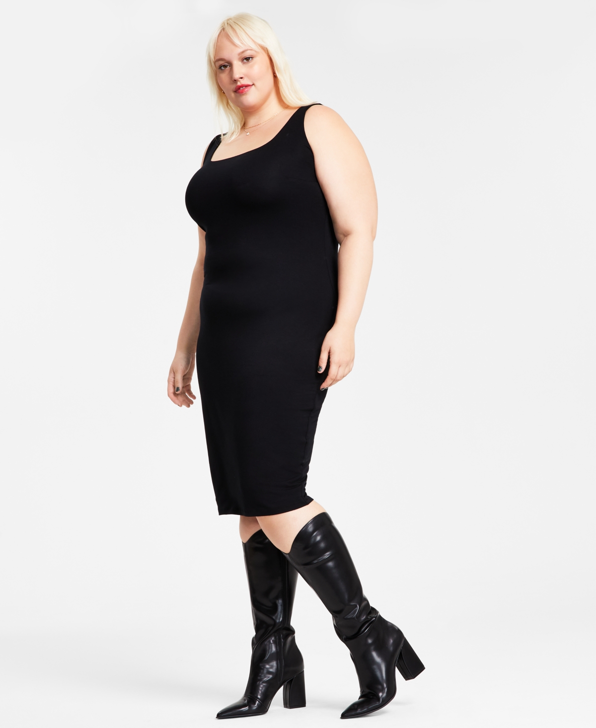 Bar Iii Trendy Plus Size Sleeveless Bodycon Midi Dress, Created for Macy's