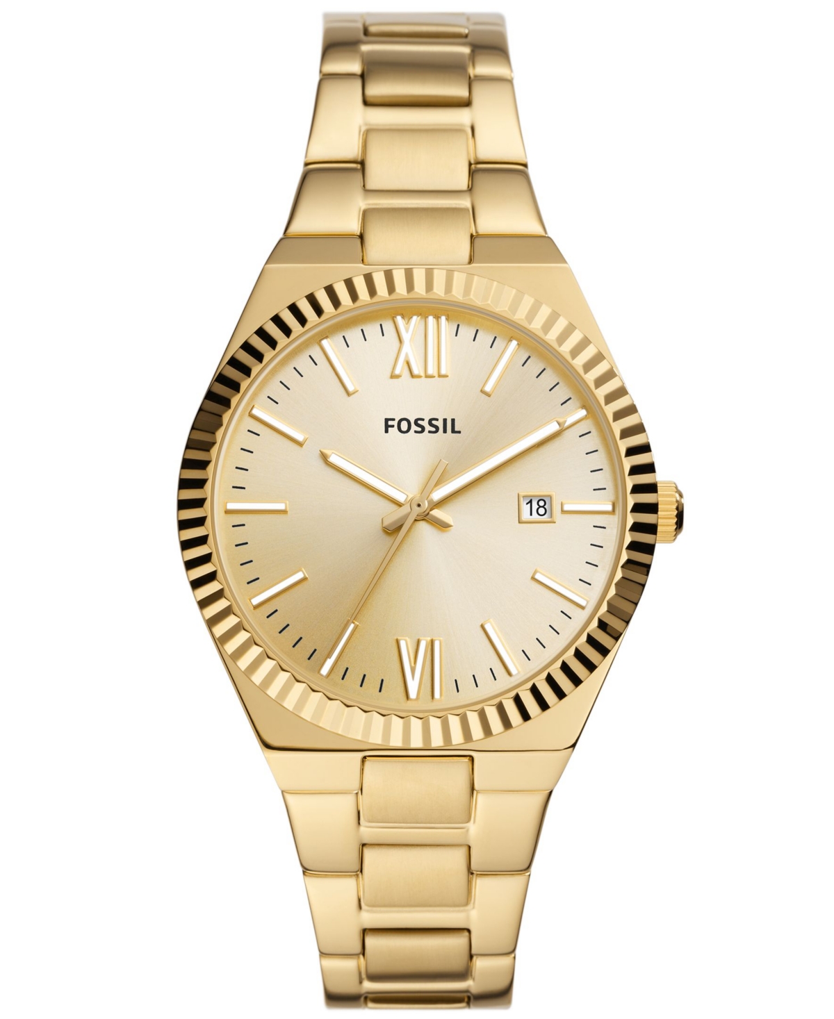 Fossil Women's Scarlette Three-hand Date Gold-tone Stainless Steel Watch, 38mm
