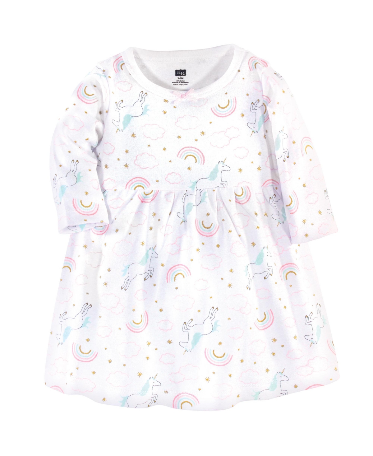 Hudson Baby Baby Girls Cotton Long-Sleeve Dresses 2pk,- Glitter unicorn