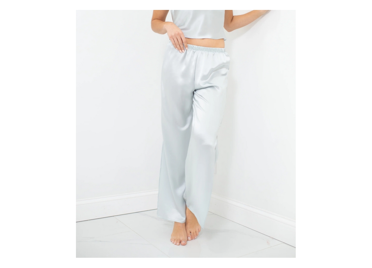Women's Silk Pant - Side Seam Slit - Silk Collection - Ice blue