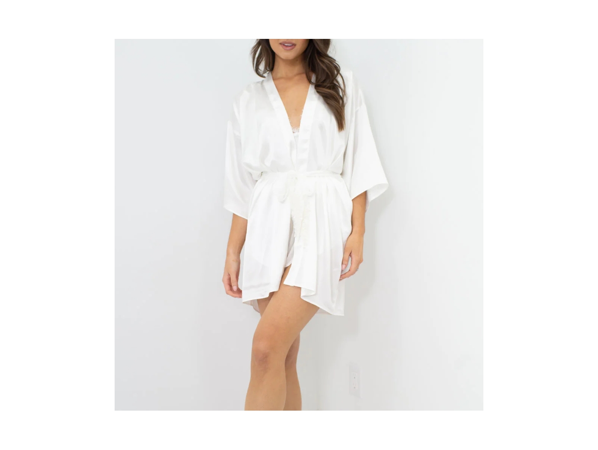 Women's Silk Robe Silk Collection - Dove white
