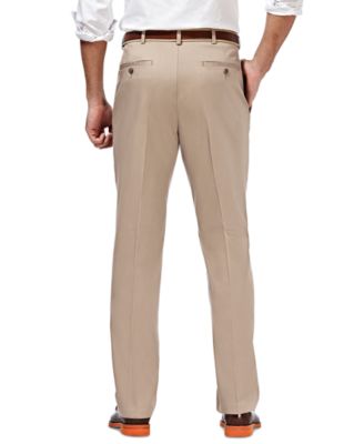 Men's Premium No Iron Khaki Classic Fit Pleat Hidden Expandable Waist Pants