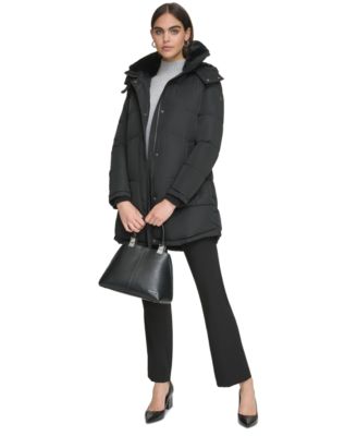 Women's Faux-Fur-Trim Hooded Puffer Coat
