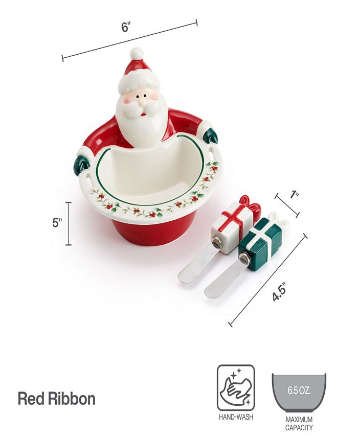 Pfaltzgraff Winterberry Santa Dip Bowl & Spreaders Macy's