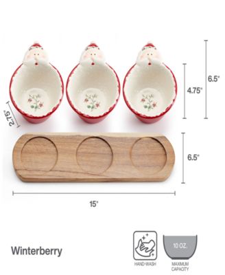 Santa Dip Bowls with Wood Base