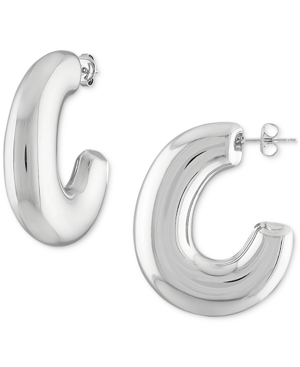 Chunky Anti-Tarnish Hoop Earrings - Silver