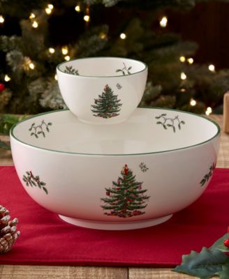 Christmas Tree Tiered 2-Pc. Porcelain Chip & Dip Set