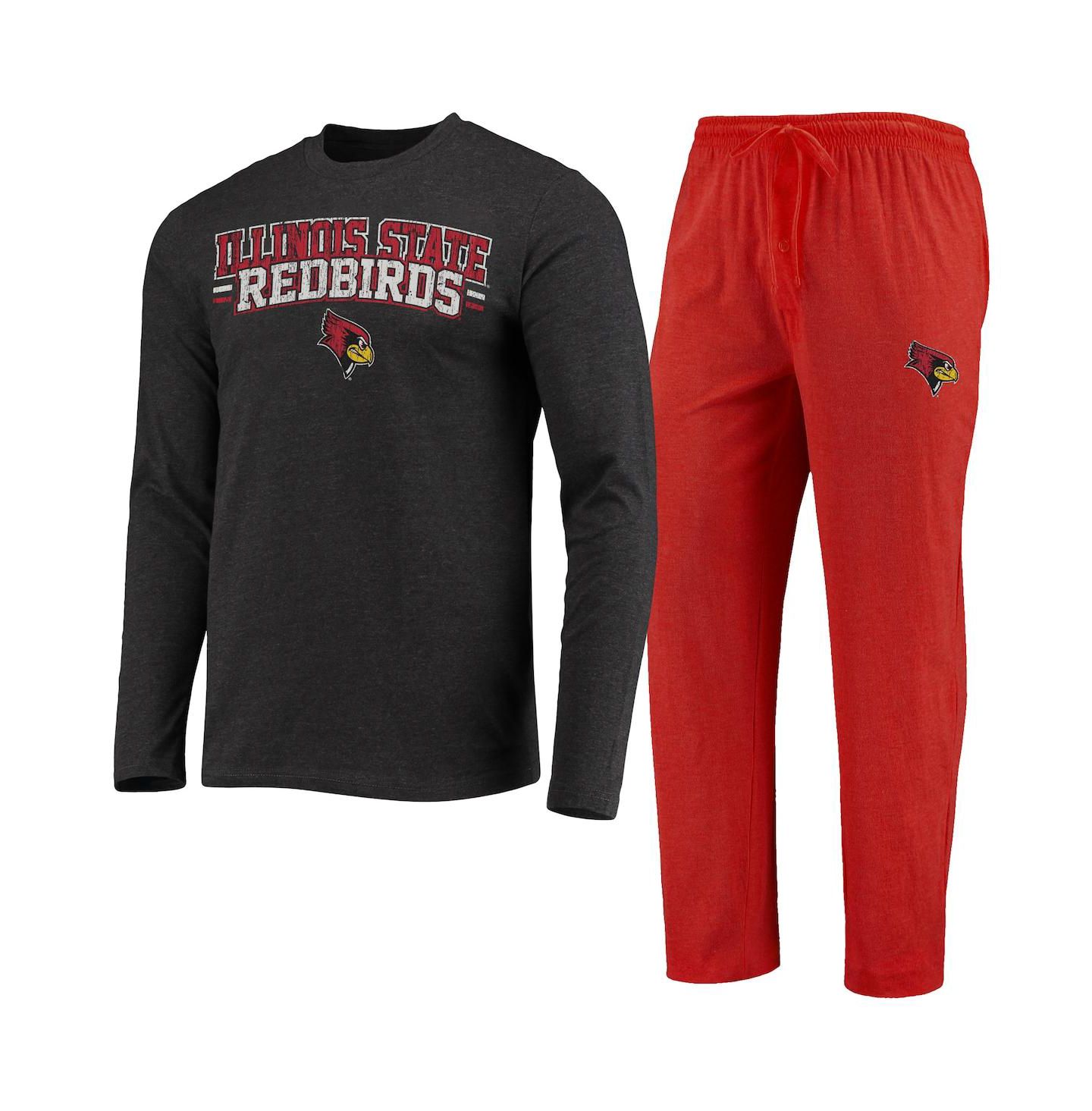 Мужская пижама Concepts Sport Illinois State Redbirds Meter, Red/Heathered Charcoal — фото 2
