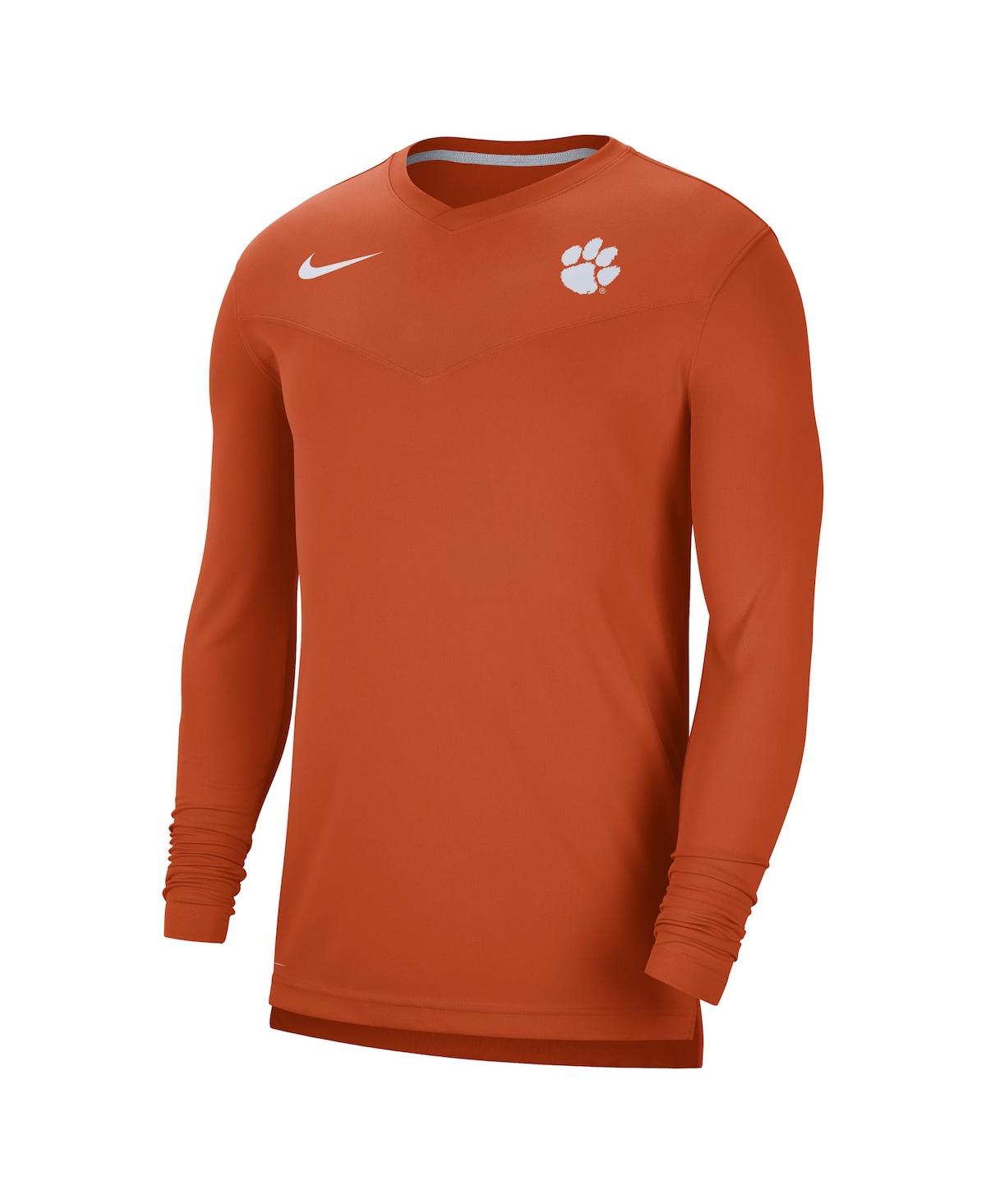 Shop Nike Men's  Orange Clemson Tigers 2022 Coach Performance Long Sleeve V-neck T-shirt