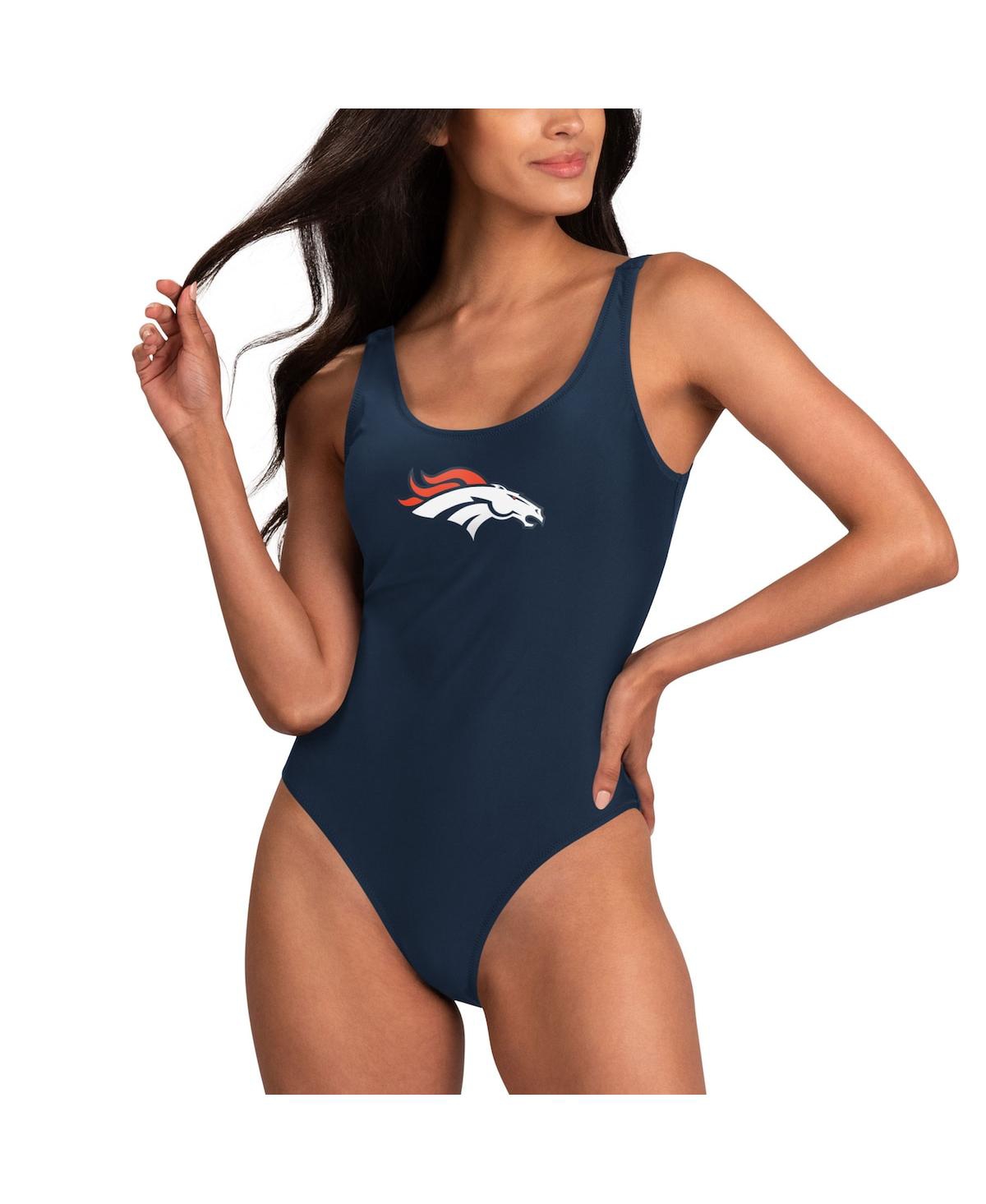G-III 4HER BY CARL BANKS WOMEN'S G-III 4HER BY CARL BANKS NAVY DENVER BRONCOS MAKING WAVES ONE-PIECE SWIMSUIT 