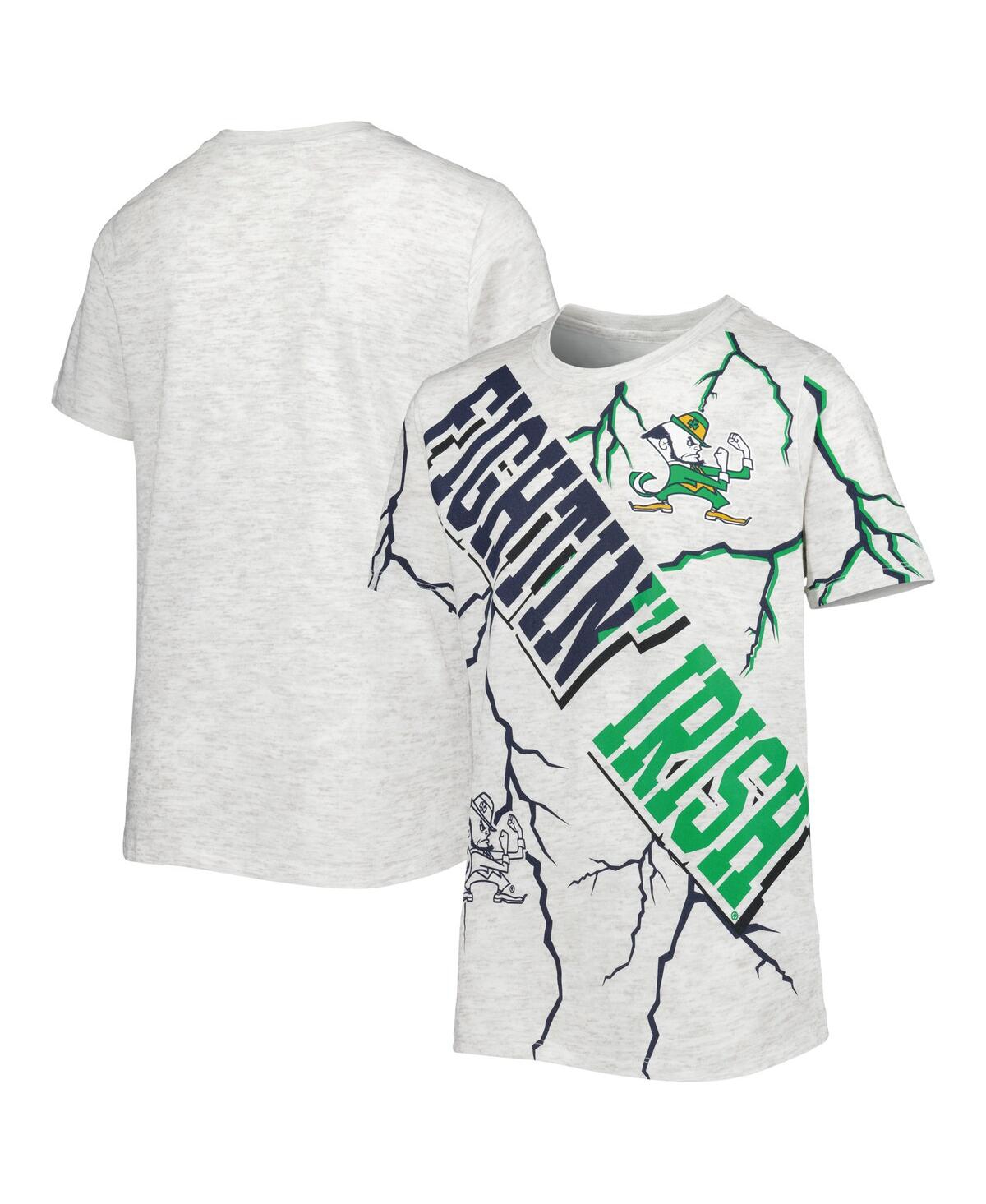 Outerstuff Kids' Big Boys Ash Notre Dame Fighting Irish Highlight Lightning Print T-shirt