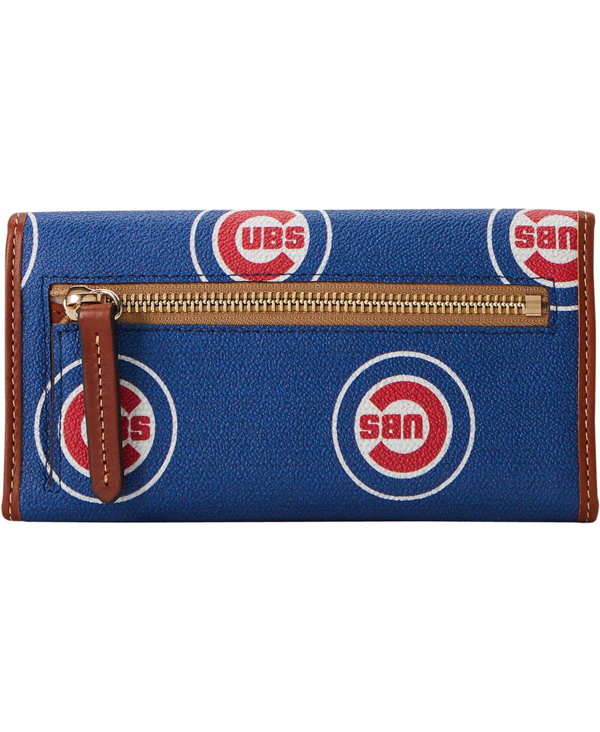 Shop Dooney & Bourke Women's  Chicago Cubs Sporty Monogram Continental Clutch In Navy,brown