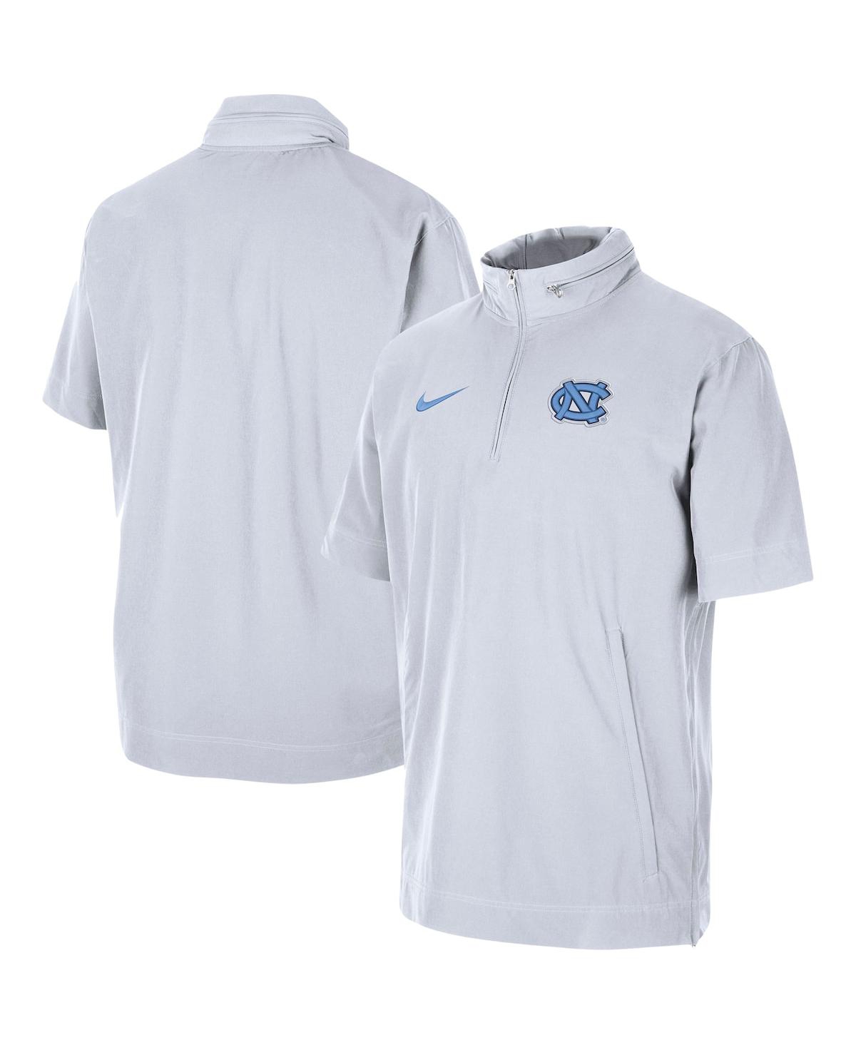Shop Nike Men's  White North Carolina Tar Heels Coaches Half-zip Short Sleeve Jacket