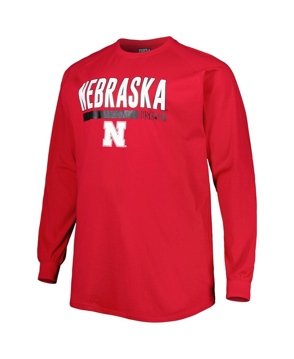 Shop Profile Men's Scarlet Nebraska Huskers Big And Tall Two-hit Raglan Long Sleeve T-shirt