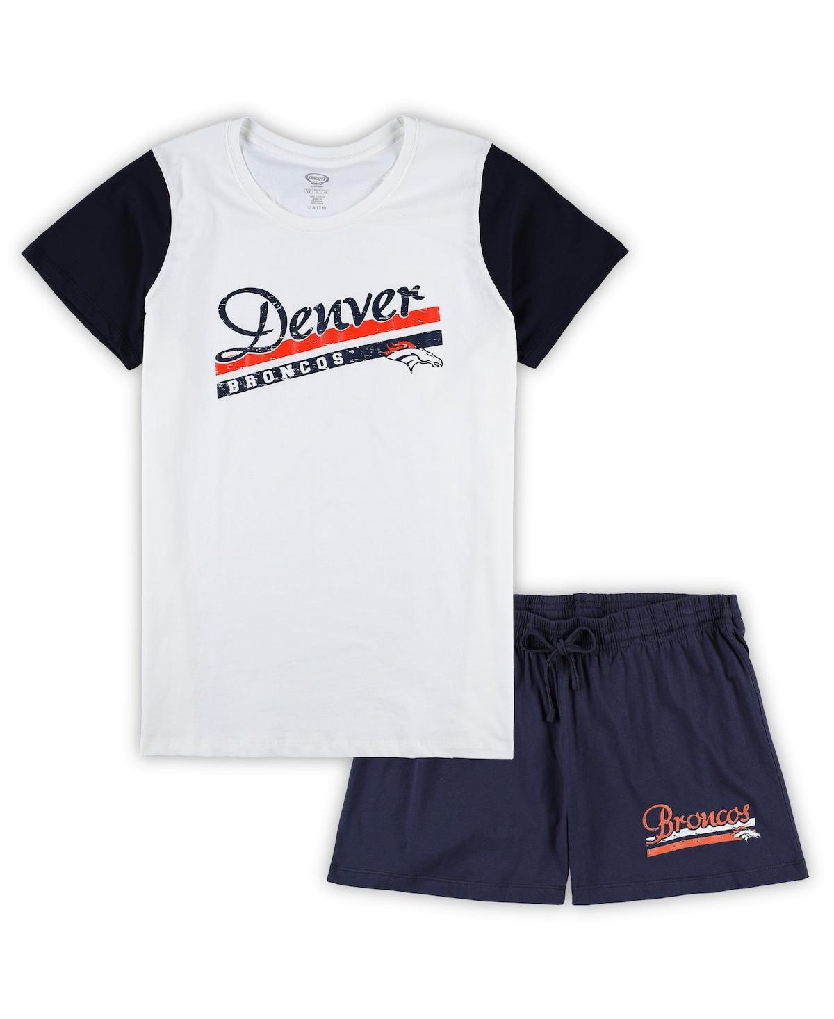 Women's Concepts Sport White/Navy Dallas Cowboys Plus Size Downfield T-Shirt & Shorts Sleep Set