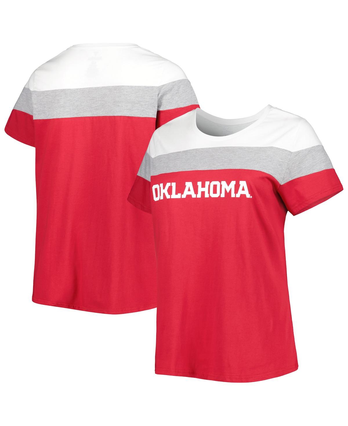 Shop Profile Women's Crimson Oklahoma Sooners Plus Size Split Body T-shirt