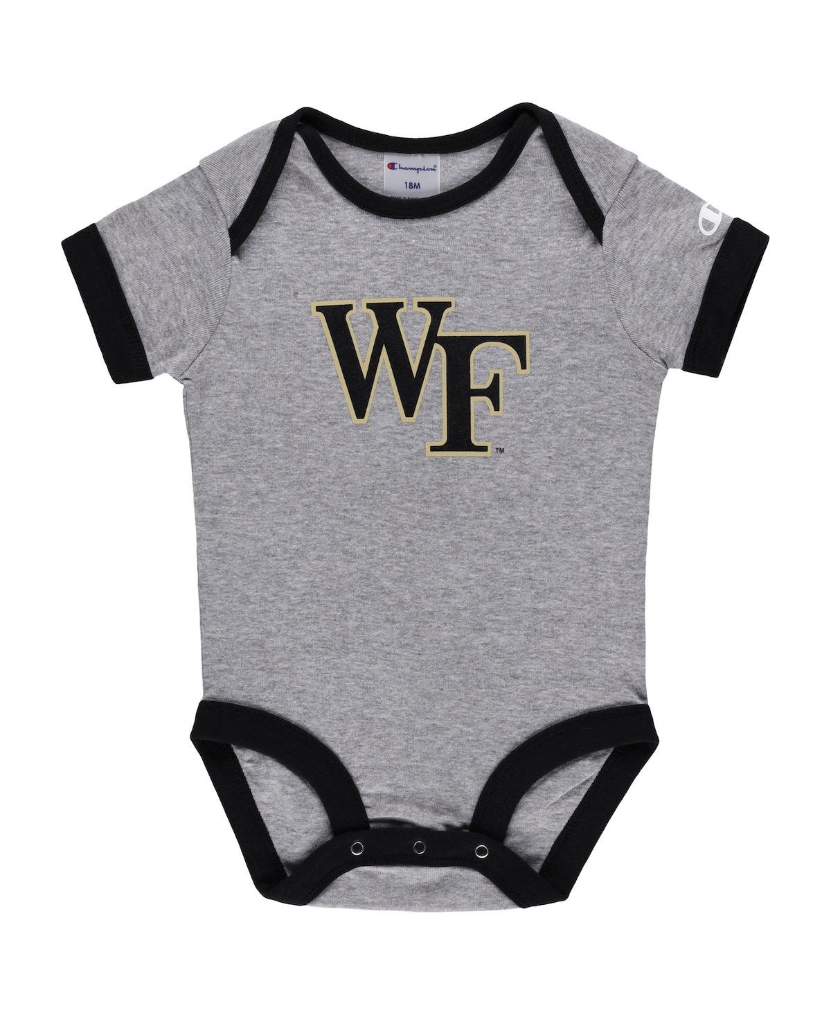 Champion Infant Boys And Girls  Black, Heather Gray Wake Forest Demon Deacons I Wanna Be Three-pack B In Black,heather Gray