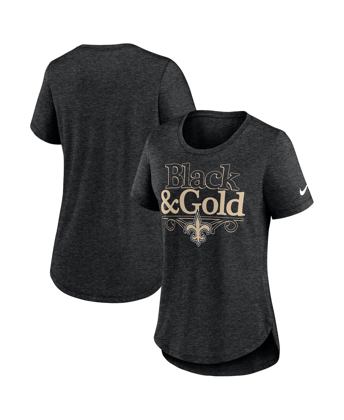 Nike Women's  Heather Black New Orleans Saints Local Fashion Tri-blend T-shirt In Heather Black