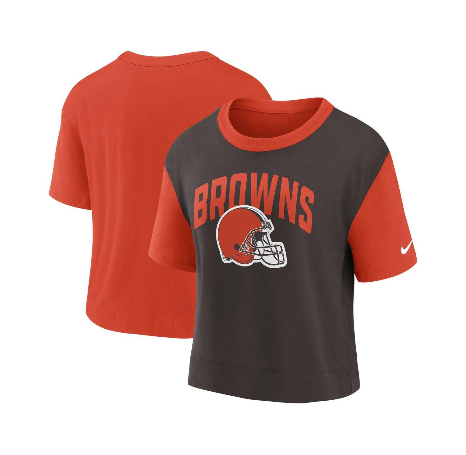 Women's Orange, Brown Cleveland Browns High Hip Fashion T-shirt