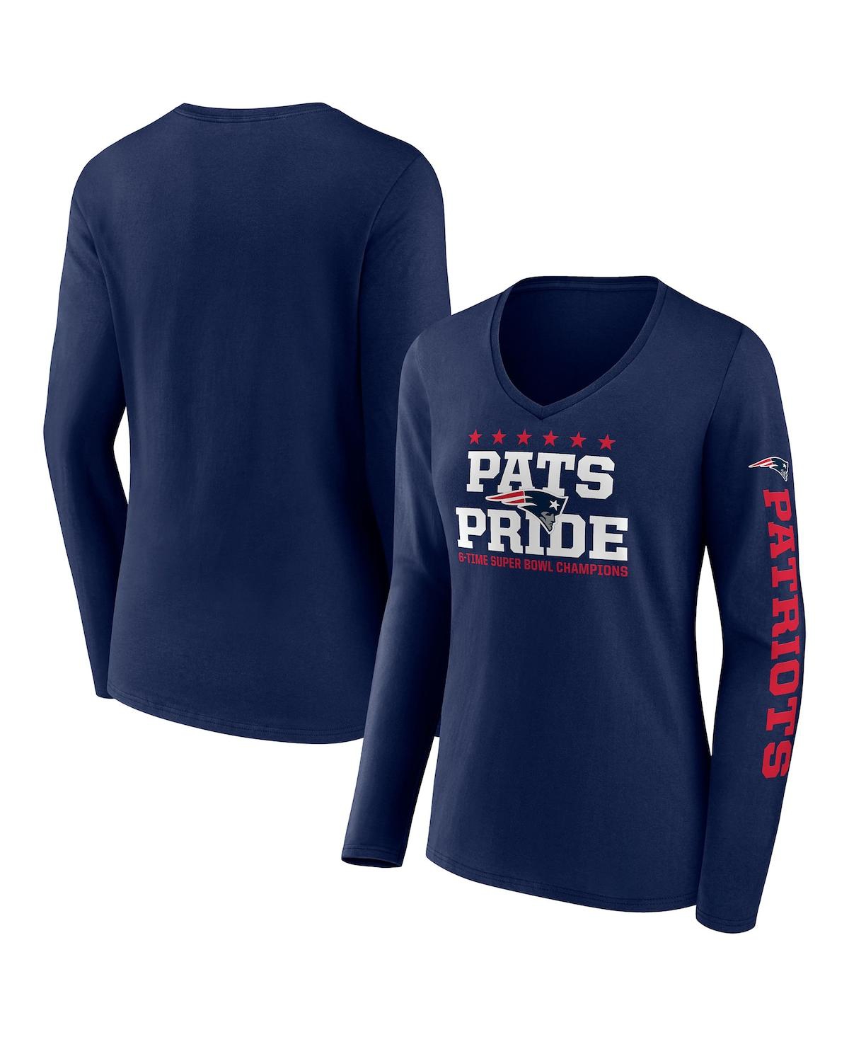 Fanatics Branded Navy New England Patriots Hometown Sweep Long Sleeve V-neck T-shirt In Navy