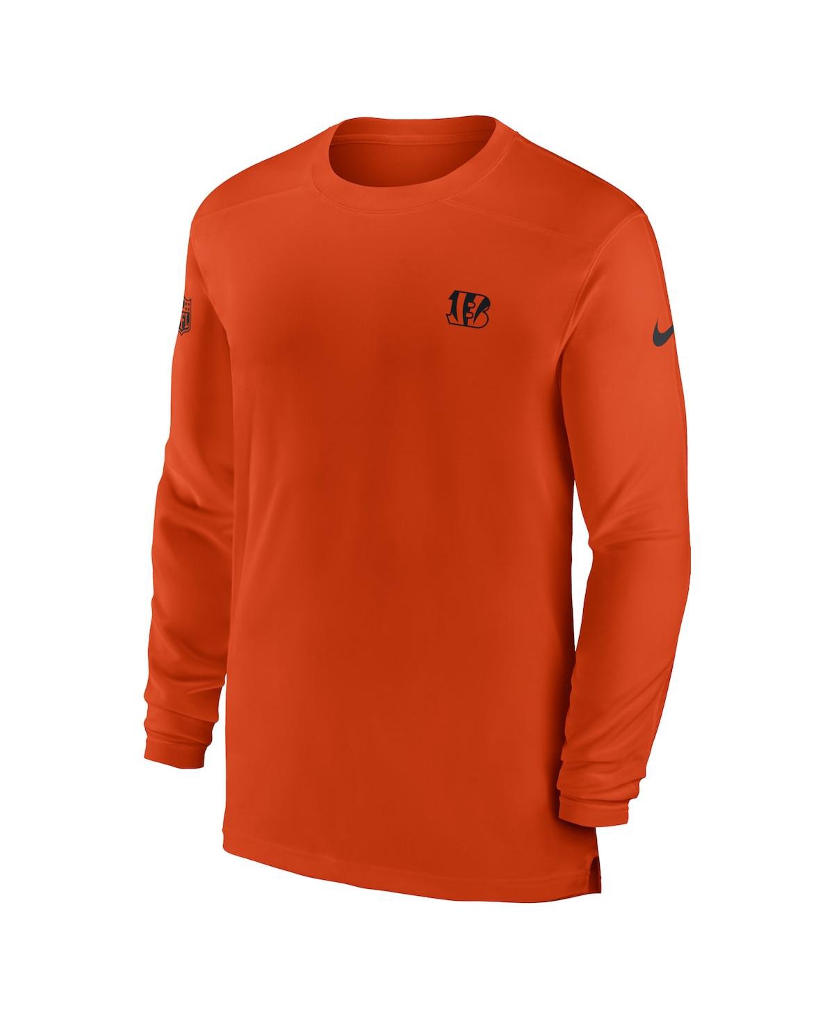 Shop Nike Men's  Orange Cincinnati Bengals Sideline Coach Performance Long Sleeve T-shirt