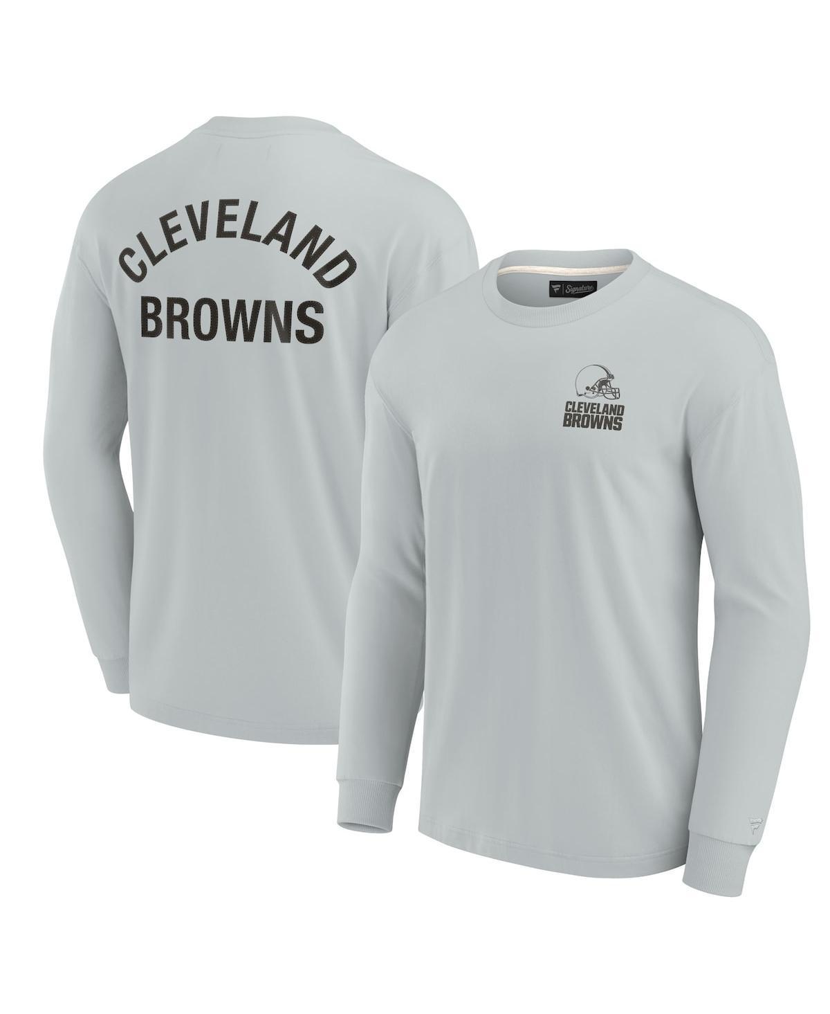 Shop Fanatics Signature Men's And Women's  Gray Cleveland Browns Super Soft Long Sleeve T-shirt