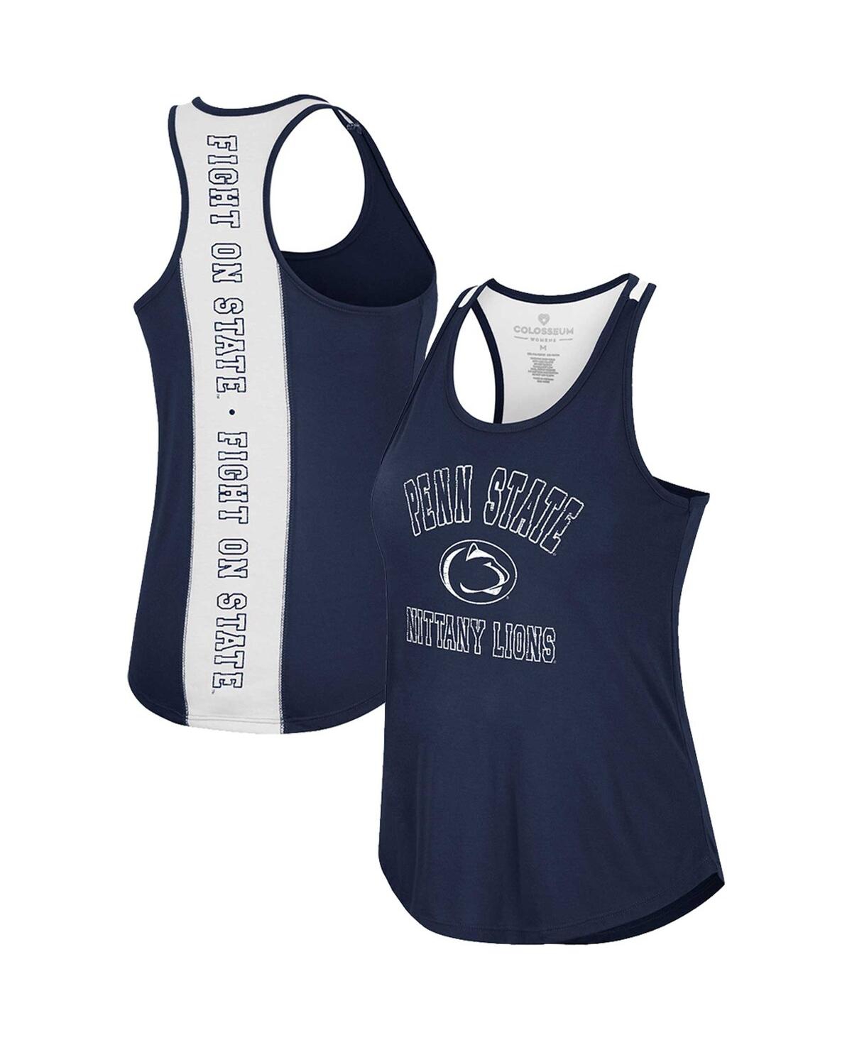 Women's Colosseum Navy Penn State Nittany Lions 10 Days Racerback Scoop Neck Tank Top - Navy