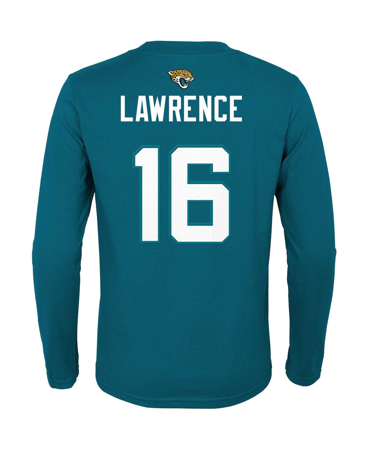 Outerstuff Big Boys Trevor Lawrence Teal Jacksonville Jaguars Mainliner Player Name And Number Long Sleeve T-sh In Teal