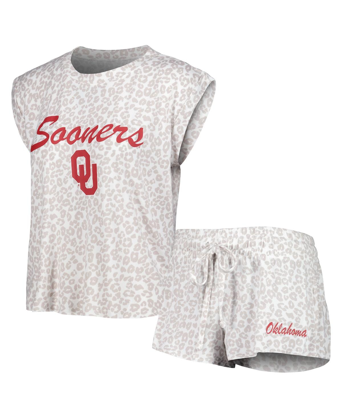 Women's Concepts Sport Cream Oklahoma Sooners Montana T-shirt and Shorts Sleep Set - Cream