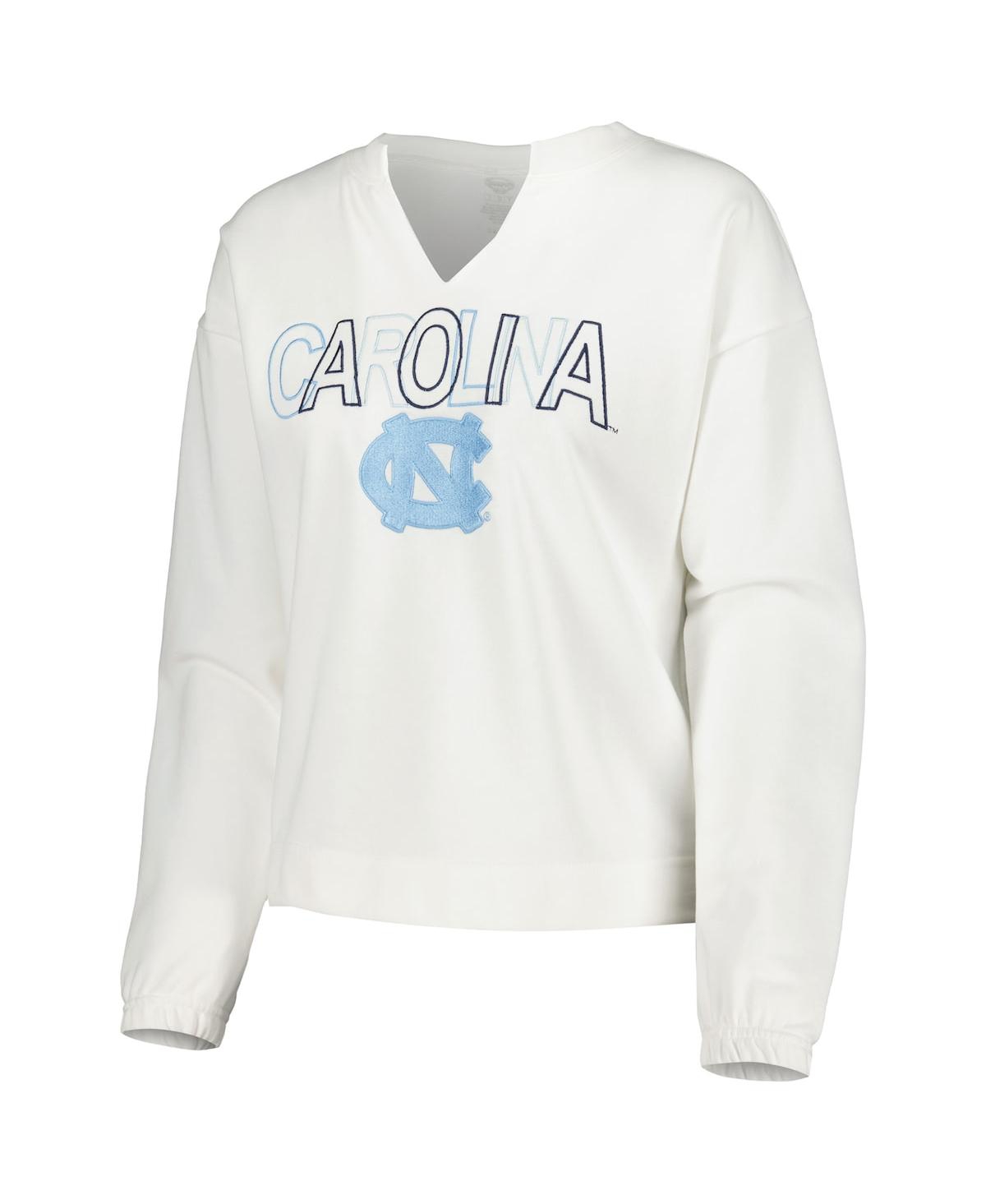 Shop Concepts Sport Women's  White North Carolina Tar Heels Sunray Notch Neck Long Sleeve T-shirt And Shor