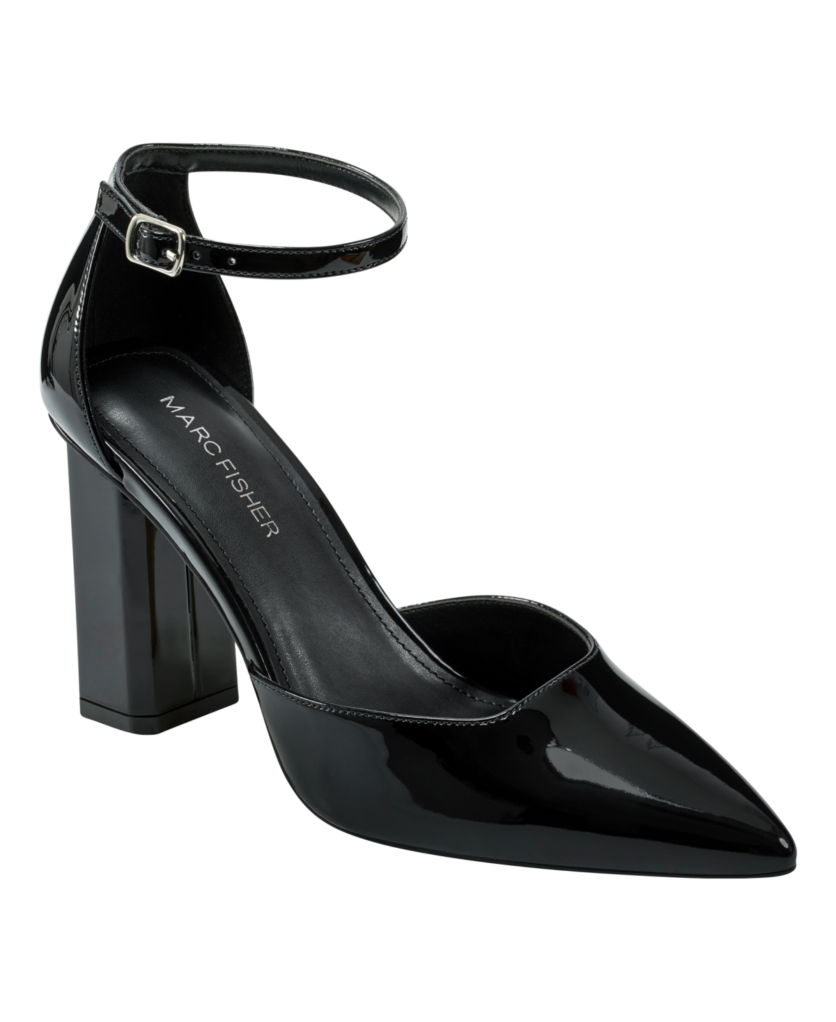 Women's Demeter Adjustable Ankle Strap Dress Pumps - Black Patent - Faux Patent Leather
