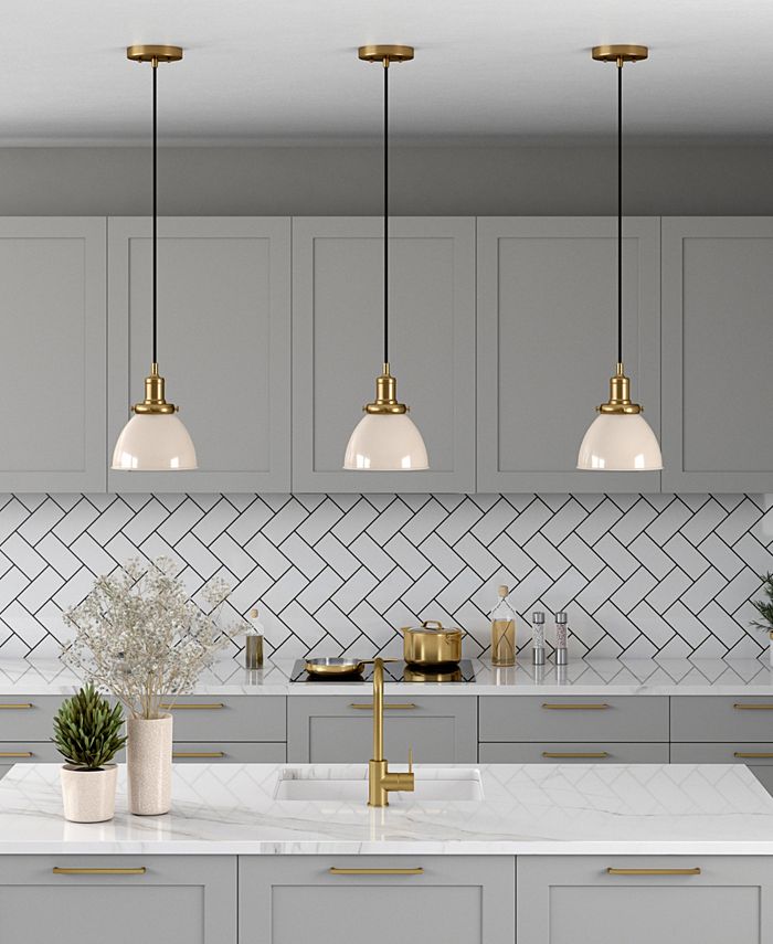 Hudson & Canal Madison 8 Metal Shade Wide Pendant - White