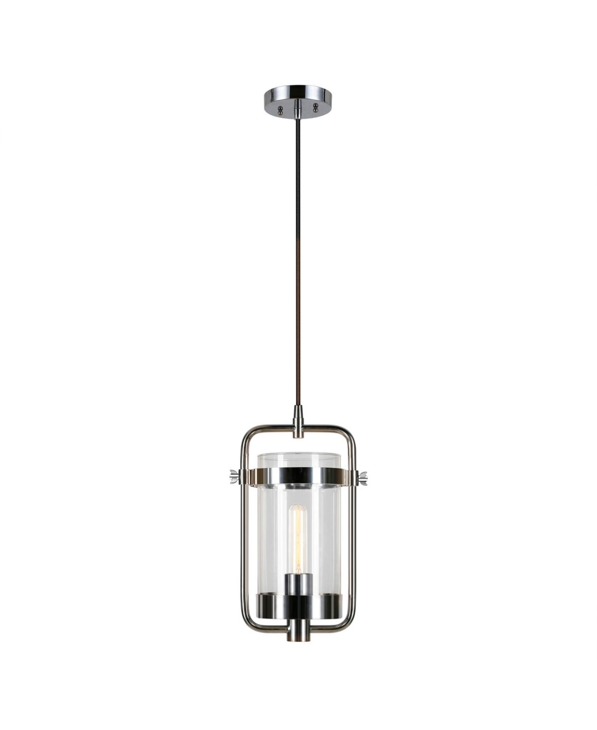 Hudson & Canal Orion 11" Glass Shade Wide Industrial Pendant In Polished Nickel