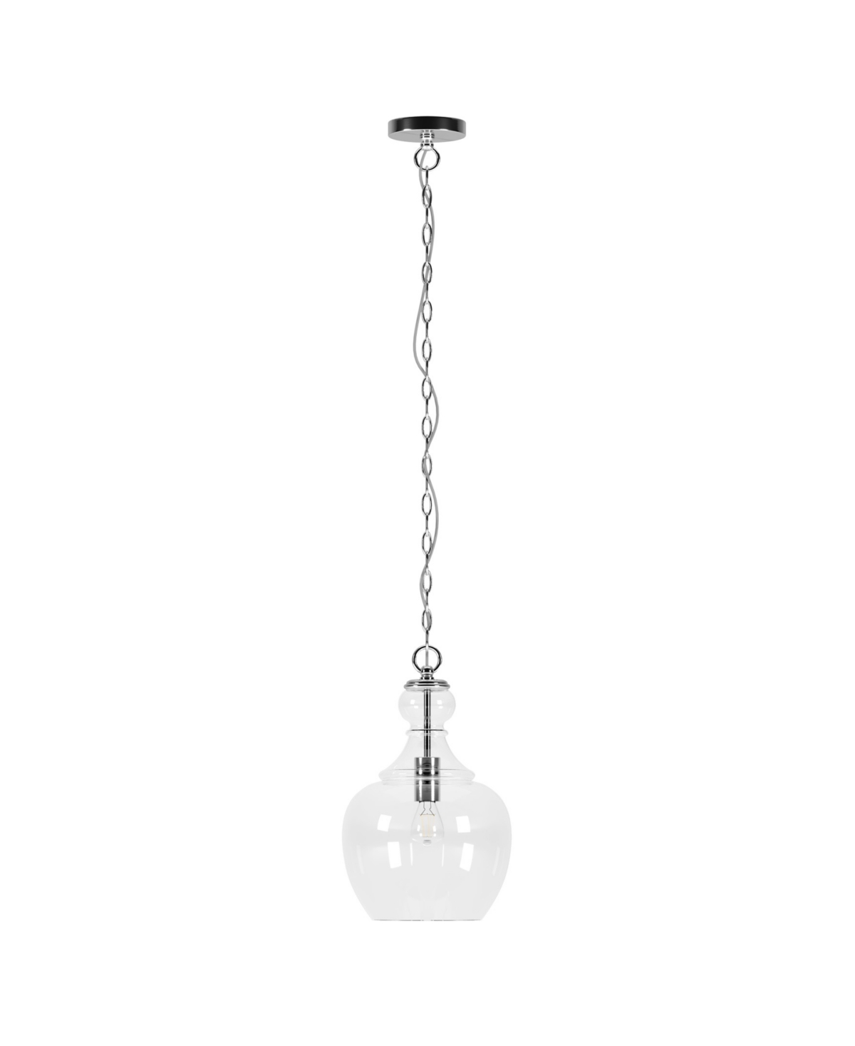 Hudson & Canal Verona 11" Glass Shade Wide Pendant In Brushed Nickel