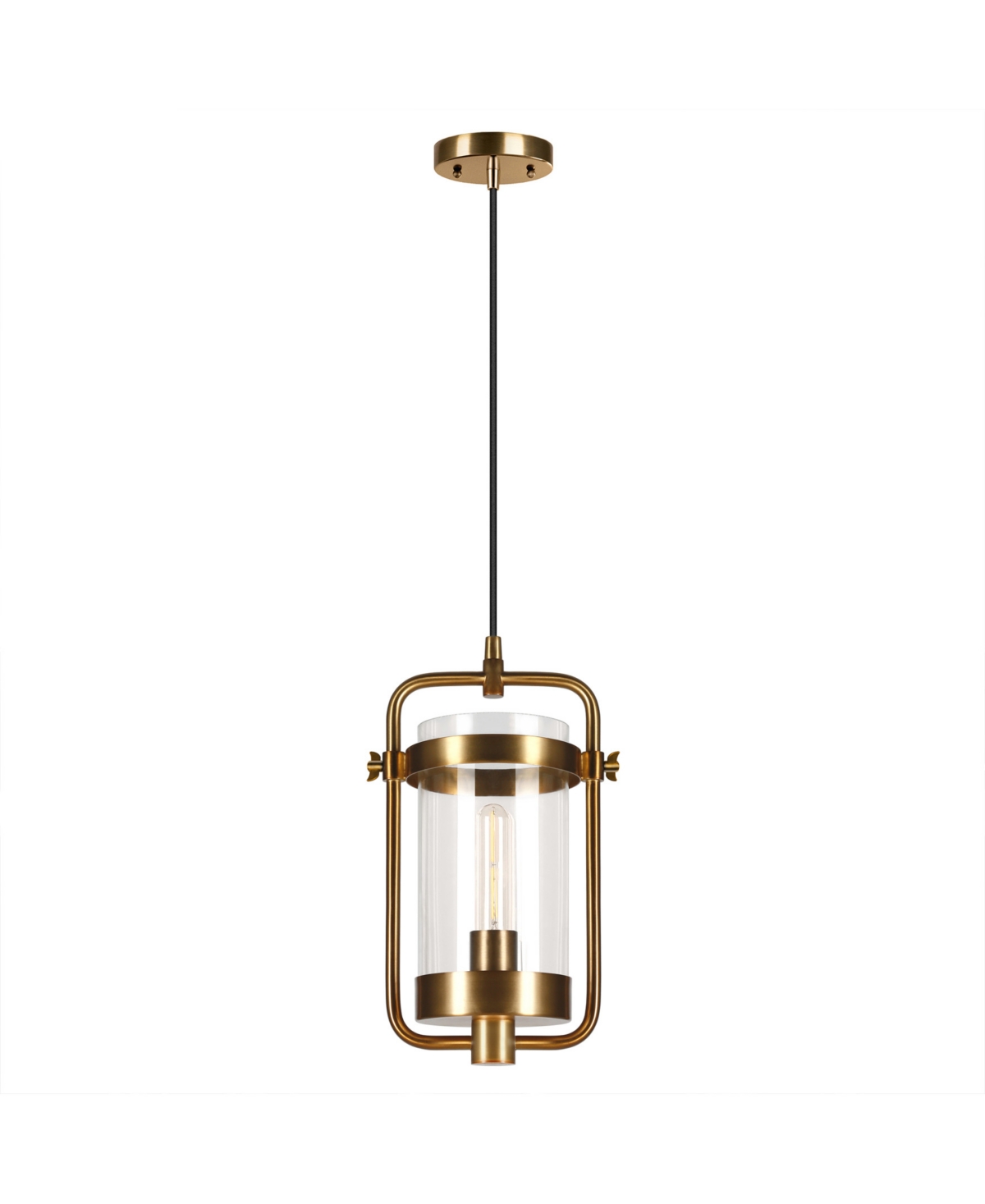 Hudson & Canal Orion 11" Glass Shade Wide Industrial Pendant In Brass