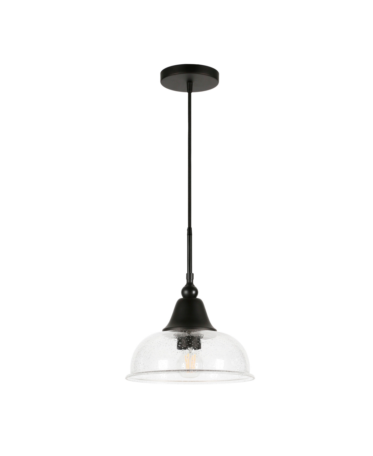 Hudson & Canal Magnolia 10.75" Glass Shade Wide Pendant In Blackened Bronze