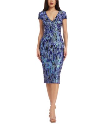 Dress the Population - Women's Sequined Bodycon Midi Dress