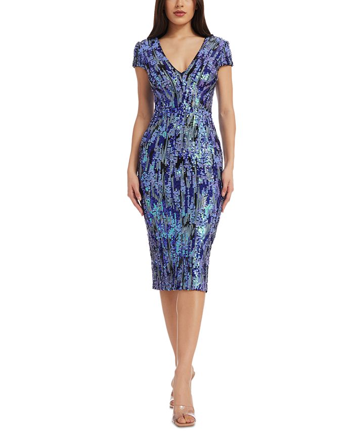 Dress the Population Women s Sequined Bodycon Midi Dress Macy s