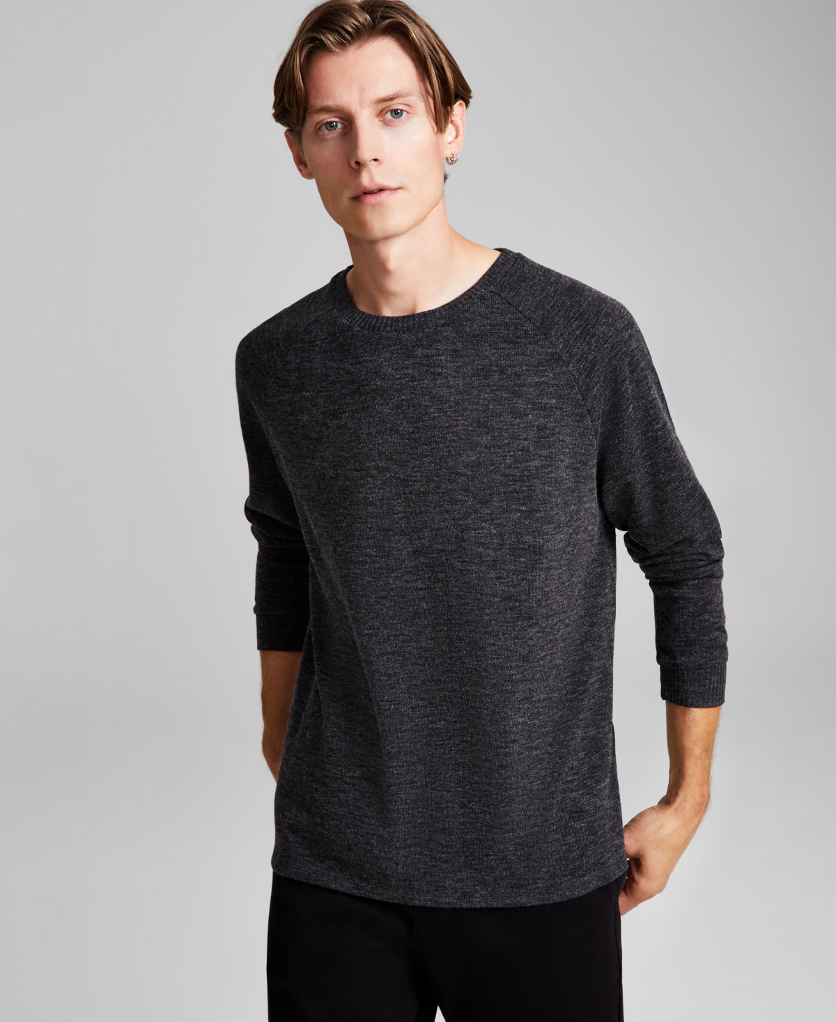 And Now This Men's Regular-fit Long Raglan-sleeve Baseball T-shirt, Created For Macy's In Black