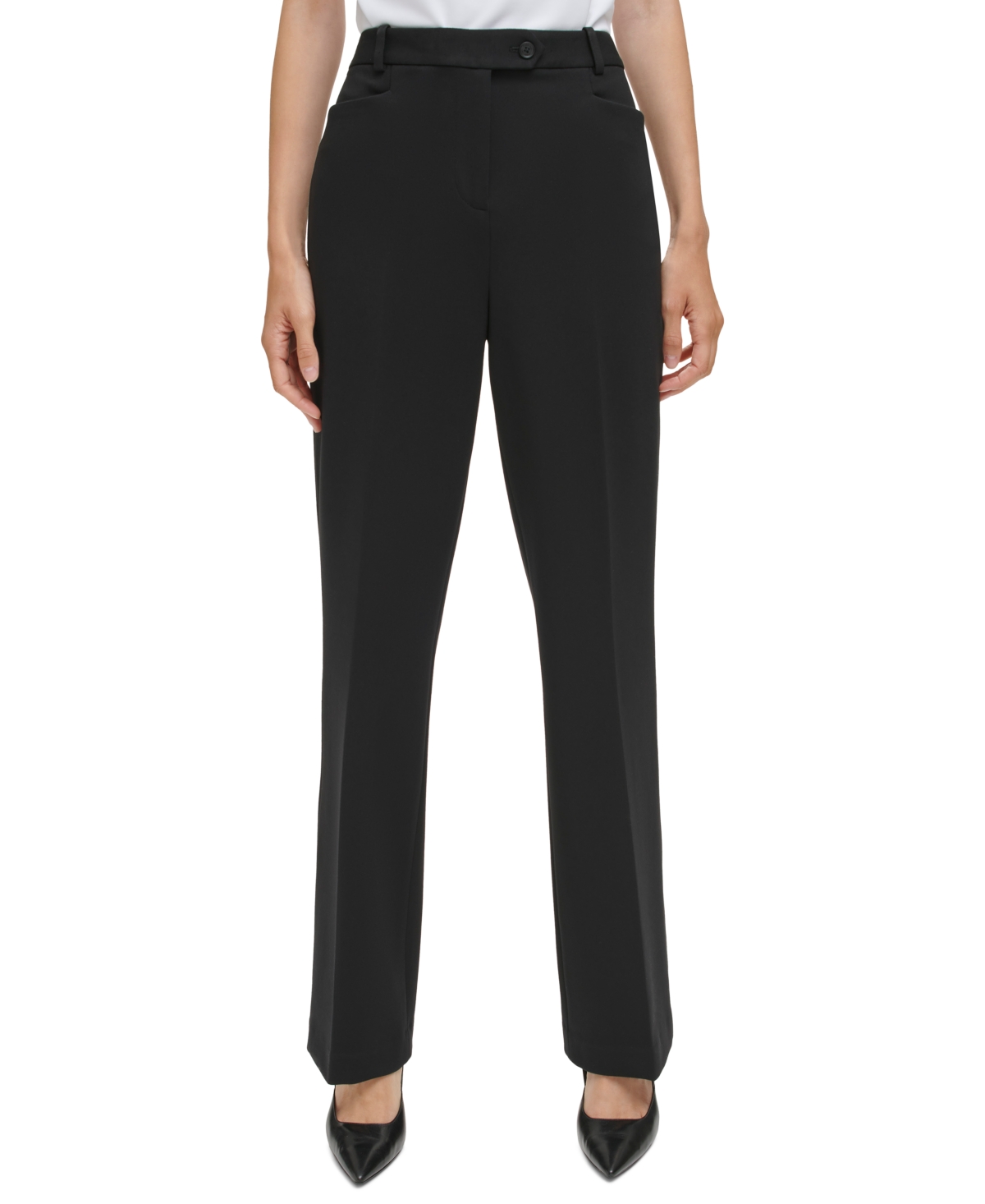 Calvin Klein Women's High-rise Modern Fit Pants In Black