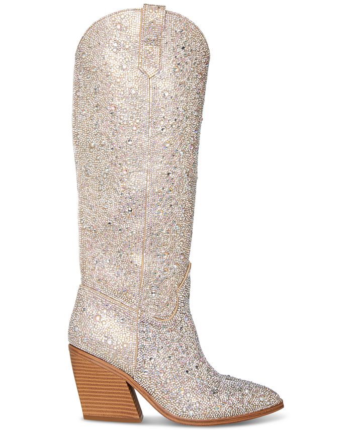 Madden Girl Arizona-R Rhinestone Embellished Knee High Cowboy Boots ...