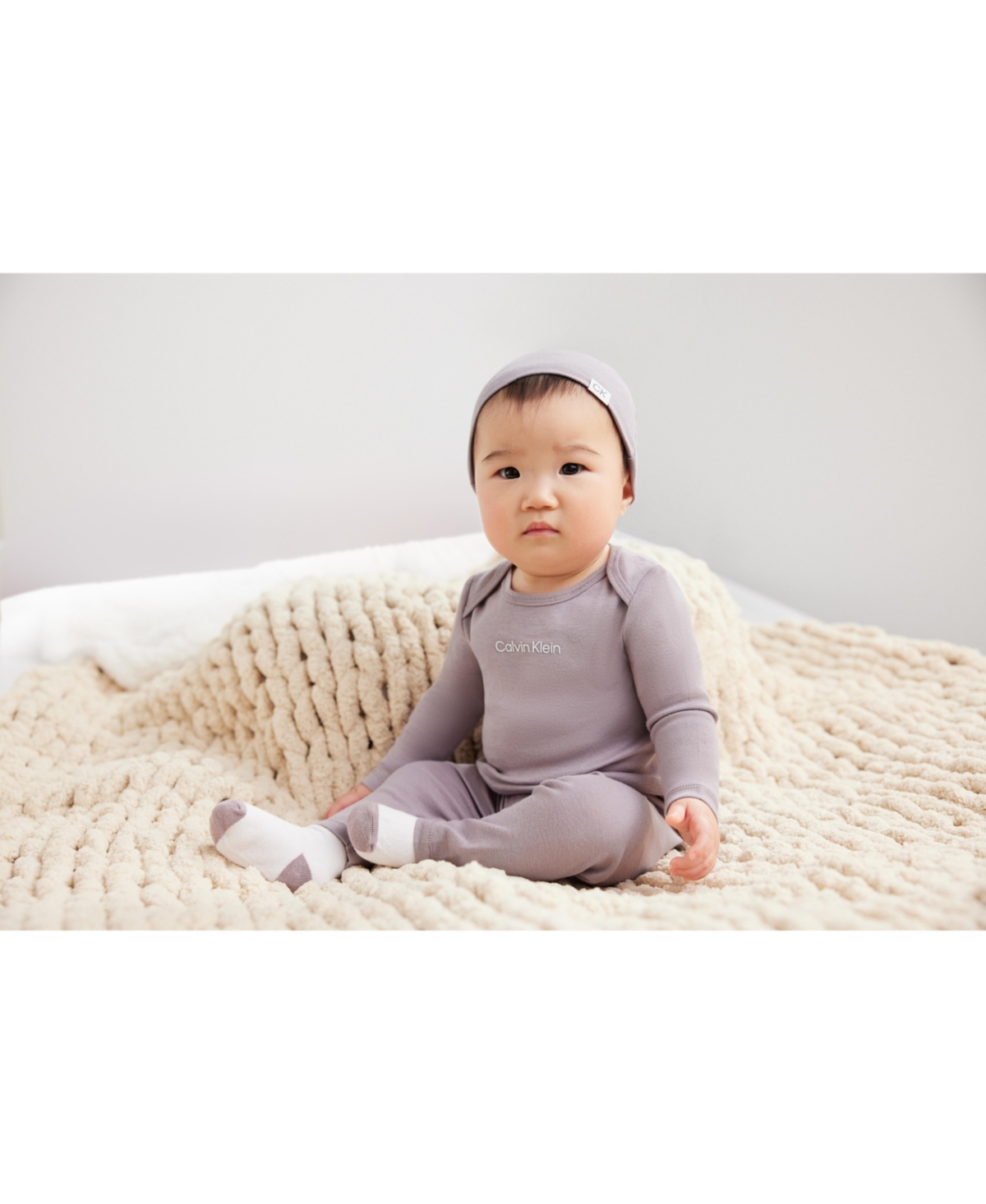 Calvin Klein Baby Boys or Girls Organic Cotton Layette, 4 Piece Set