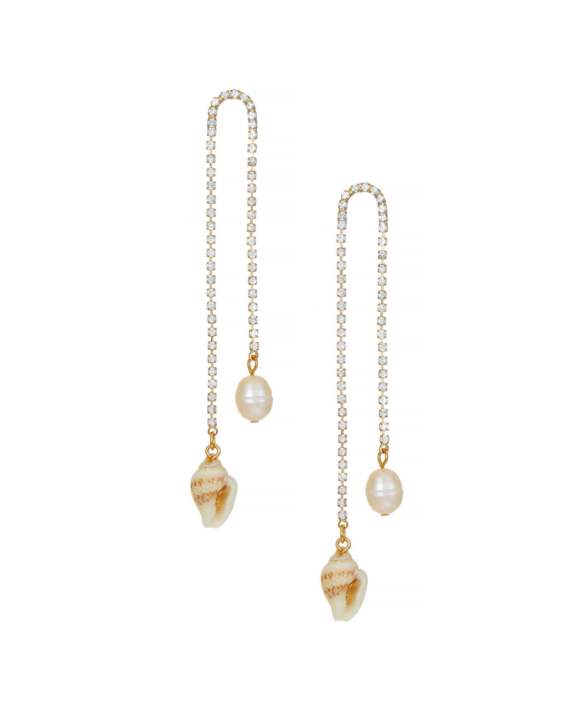 Shop Ettika Shell And Freshwater Pearl Vacation 18k Gold Plated Dangle Earrings