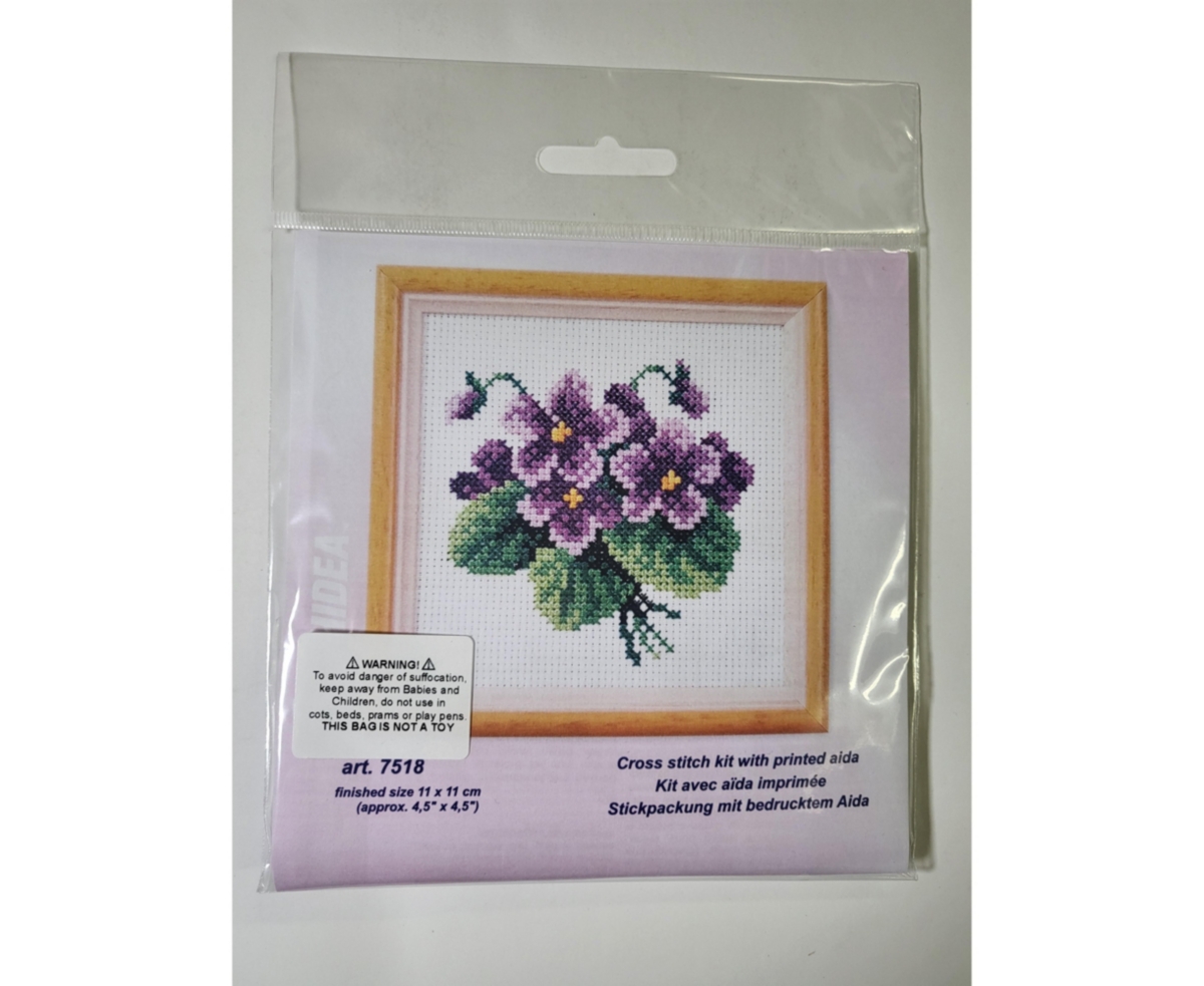 Stamped Cross stitch kit "Violets " 7518 - Assorted Pre-pack