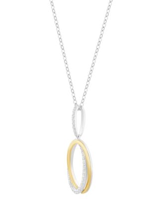 Diamond Interlocking Oval Pendant Necklace (1/4 ct. t.w.) in Sterling Silver & 14k Gold-Plate, 16" + 4" extender