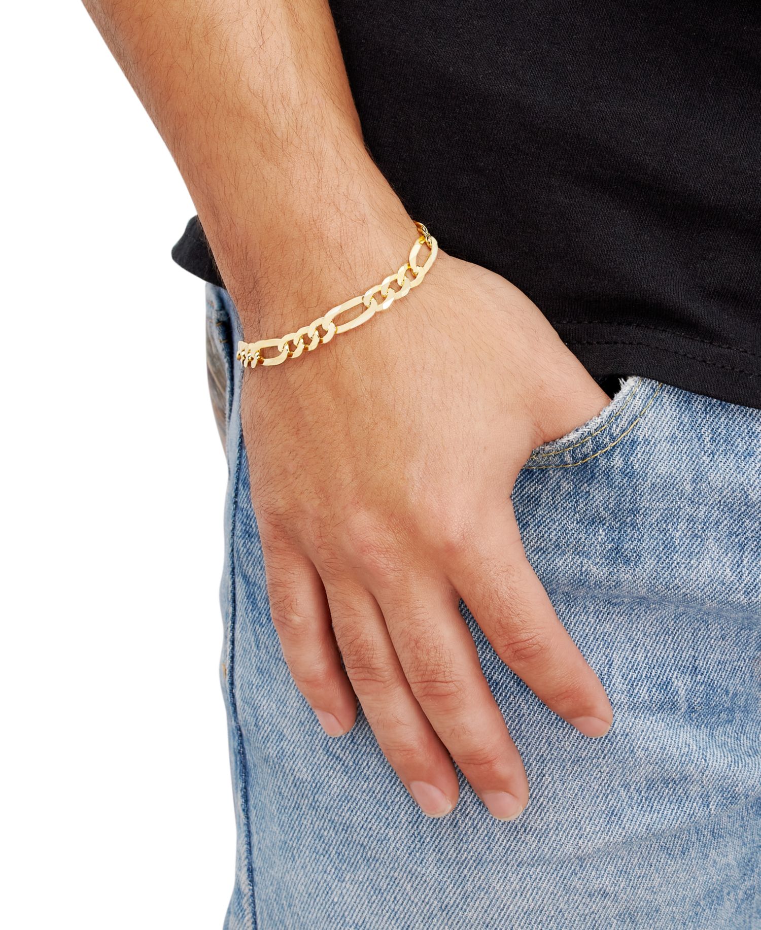 Men’s Figaro Link Chain Bracelet in 18k Gold-Plated Sterling Silver or Sterling Silver
